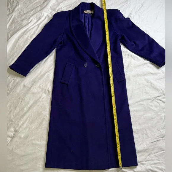 Vintage Carol Horn 100% Wool Long Coat Purple Shawl Collar Double Breasted USA 8 - Picture 13 of 13